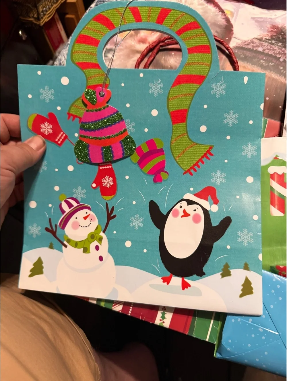 Set of 4 Christmas Holiday Gift Bags with Festive Designs